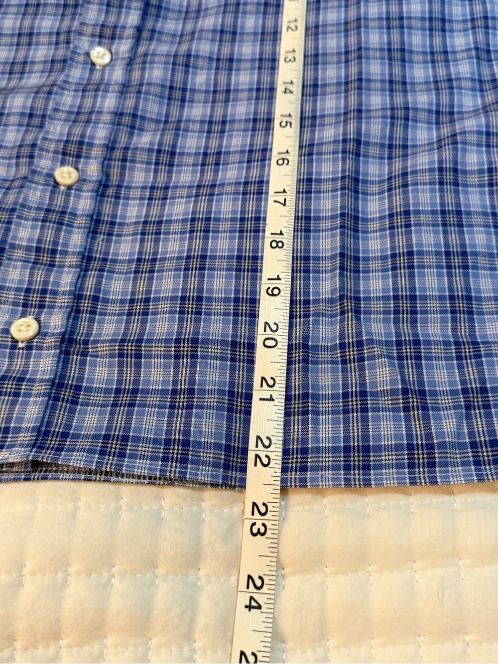 Upcycled Men’s Ralph Lauren Ckassic Blue Plaid Button-Down Shirt - Picture 8 of 8
